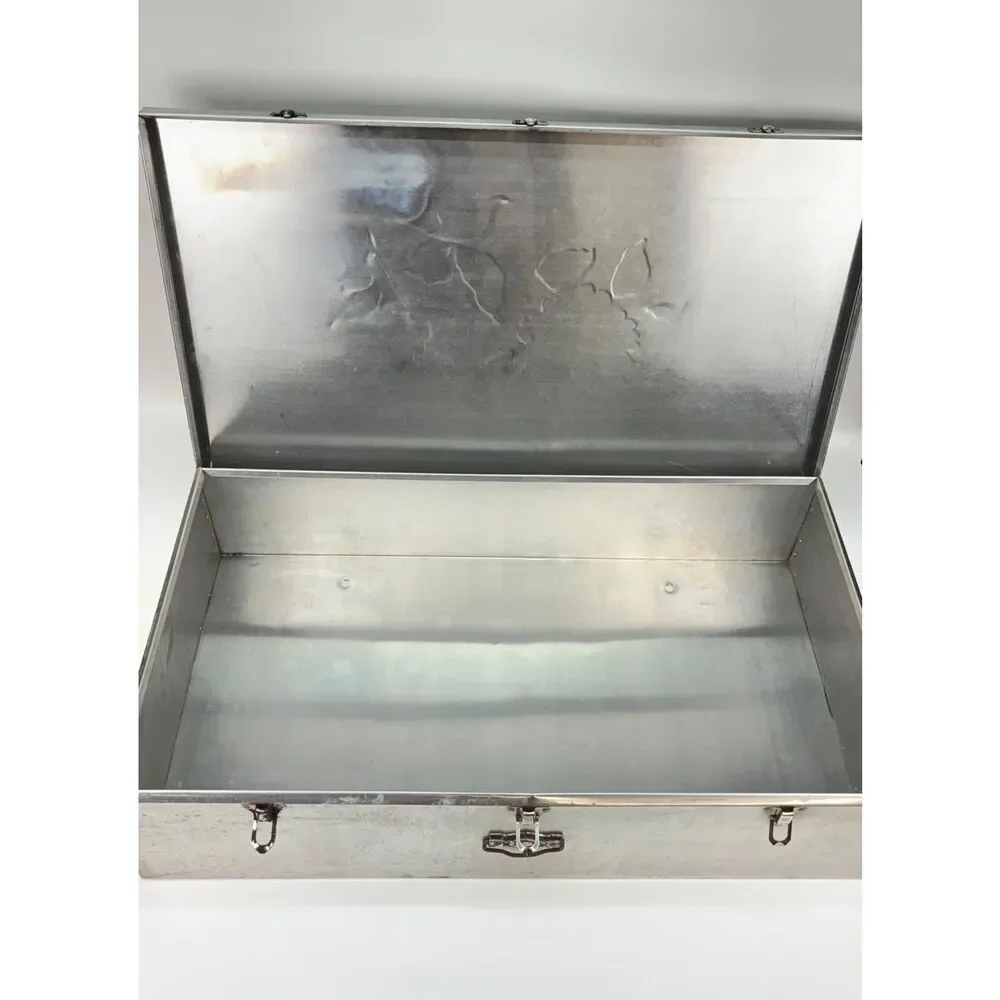 Vtg Eagle Lock Co Aluminum Wedding Dress Light Weight Storage Box Floral 32x18x8